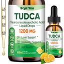 TUDCA Suplemento 1200mg gotas líquidas, Suplemento de hígado con TUDCA, NAC, Semillas de cardo de leche y Dandelion , para soporte para hígado, y limpieza de la vesícula , libre de azúcar, Vegan, sabor de limón, 2 Fl Oz