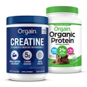 Orgain Creatine Monohydrate Powder (17.64 Oz, 100 Servings) & Organic Vegan Chocolate Fudge Protein Powder (2.03 lb) Bundle - Plant-Based Protein &amp; Muscle Support