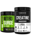 Nitrosurgente de la fábrica de Jacked Pre-Workout & Creatine Monohydrate - Pre Workout Powder with Creatine for Muscle Growth, Strengthening Strength, Endless Energy - Arctic White Preworkout & Unflavored Creatine
