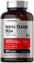 Horbäach Nitric Oxide Max 3600mg | 120 Caplets | Arginine AAKG Supplement for Men and Women | Vegetarian, Non-GMO, & Gluten Free