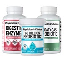 Fisician's CHOICE Gut Guardian Bundle: Advanced Bloating & Digestion Support with 60 Billion Probiotic, Digestive Enzymes & Bloat + Gas Probiotic - Daily Gut Health Support for Women and Men