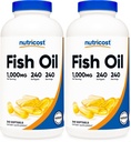 Nutricost Fish Oil Omega 3 Softgels con EPA & DHA (1000 mg de aceite de pescado, 560 mg de Omega-3), 240 Softgels, No GMO, Gluten Free. (Pack of 2)