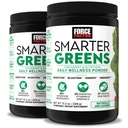 Factor de fuerza Verdes más inteligentes Wellness Daily Powder 2-Pack to Support Energy, Immunity & Digestion, Superfood Greens Polvo con vitaminas, minerales y probióticos, Desflavorado, 60 Servings