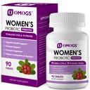 Probiótico de mujeres OMOGS, con extracto de arándano, prebióticos orgánicos " Vitamina C, 90 millones de UFC, 18 helenas, ayuda para inmune, digestivo, salud de Gut " Salud de las mujeres, gluten " Soy Gratis,90 Tabletas