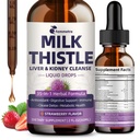 Leche Thistle Extraer gotas líquidas para la limpieza del hígado Detox " Reparación, 35-IN-1 Kidney Support Suplemento con Artichoke " Dandelion for Urinary Tract, Bladder, Vegan, No GMO, Strawberry Flavor, 2 FL OZ