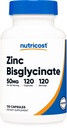 Nutricost Zinc Bisglycinate (50mg) 120 Vegan Capsules - GMO-Free Suplemento
