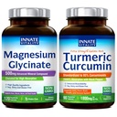 Innato Vitality Magnesium Glycinate & Turmeric Bundle, High Absorption, Joint, Muscle & Nerve Health, Black Pepper Extract, Bundle & Save, 120 Capsules & 90 Capsule