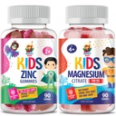 Magnesium Gummies for Kids &amp; Adults - 500mg &amp; Zinc Gummies for Kids &amp; Adults - Zinc Chewable Gummy for Immune Support - Powerful Natural Antioxidant Non-GMO Supplement for Children Men Woman Adults.