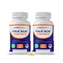 Vitamatic Folic Acid 1000 mcg (1 mg) – 240 Tabletas Vegetarianas (Pack of 2) 1667 mcg DFE – Vitamina B9 para la salud prenatal, cardíaca y celular