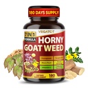 Horny Goat Weed 600 mg con Yohimbine, Tongkat Ali, Maca, Tribulus &amp; Panax Ginseng – 8-in-1 Strength &amp; Vitality Support – 180 Capsules – Vegatot – Gluten-Free, Lab Verified