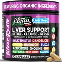 Limpio Nutraceuticals Liver Cleanse Detox " Reparar el suplemento de carburante de leche + NAC, TUDCA, Dandelion Root, Artichoke, Choline, Ginger, Beet Root, Burdock, Taurine, Liver Support 90 cápsulas