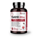 NATURE TARGET CoQ10-400mg con PQQ, Omega-3s & L-Carnitina, alta absorción Coenzyme-Q10 con BioPerine, apoya el corazón, cerebro, sistema inmunológico, producción energética, 120 servicios