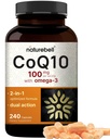 NatureBell CoQ10 100mg con Omega 3, 240 cápsulas ← Stable High Absorption Form – Antioxidant Support for Heart & Energy Health – Extra Strength Coenzyme Q10 Suplemento