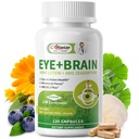 Ojo + Suplementos cerebrales para la memoria y el foco, Lutein 40mg, Zeaxanthin, Astaxanthin, Bilberry, Lion’s Mane, Bacopa Monnieri, Ginkgo Biloba, 14 en 1 Vitaminas Ojo para adultos &amp; mayores 120 cápsulas