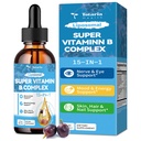 15-in-1 Complejo Liposómico de Vitamina B Complejo Pro, Gotas Complejo B sin azúcar con B1, B2, B3 Niacinamide, Choline, B5, B6, B7 Biotin, Inositol, Folate, B12, Zinc, Lutein, Zeaxanthin, Taurine &amp; Vit. C, 2 fl oz