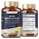 Suplementos cerebrales totarias para memoria y foco, Salud cerebral con L-Tyrosine, Alpha GPC, Ginkgo Biloba, Bacopa Monnieri, Nootropic Cognitive Support - Non-GMO, Gluten Free (120 Condes)