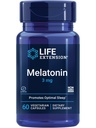 Extensión de la vida Melatonina, 3 mg, Apoyo al sueño óptimo, Ritmos circadianos saludables, Defensa celular, Libre de gluten, No GMO, Vegetariano, 60 cápsulas