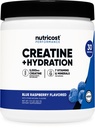 Nutricost Creatine Monohydrate + Hydration Blue Raspberry Flavored (30 Servings) - 7 Vitaminas & Minerales, 5000 mg de Creatine Por Serving