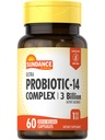 Sundance Probiótico-14 Complejo tención 3 Billion Culturas activas TEN 60 cápsulas TENIDO NO GMO Y Gluten Suplemento gratuito