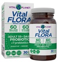 Planeta Vital - Vital Flora Adultos Más de 50 Probióticos diarios 60 Billones CFU, 60 Strains Diversos, 7 Prebióticos Orgánicos, Apoyo Inmunitario, Gas, Probióticos de Salud Digestiva para Mujeres y Hombres, 30 cápsulas