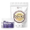 Micro Ingredients Mag Duo Magtein Magnesium L‑Threonate Powder & 10,000 IU Vitamin D3 K2 Softgels 2 Pack Bundle | with Magnesium Glycinate for Calm, Sleep & Focus Support | MK‑7 with Coconut Oil
