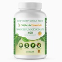 Magnesio Glycinate 400 - Magnesio Chelated, de alta absorción para el alivio muscular, Bone & Heart Support -Vegan, No GMO, sin gluten 240 Tabletas (Servings 120, Tamaño de servicio (2) 200mg Tablets)
