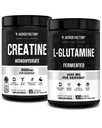 Funda de Monohidrato de Monohidratos 425g, 85 SV & L-Glutamina Suplemento 500g, 100 SV - No Artficial Fillers, Desflavorado