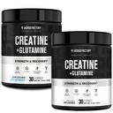 Creatina de la fábrica de Jacked + Glutamina - Suplemento de Creatina con L-Glutamina para la recuperación del músculo, crecimiento muscular, aumento de la fuerza (30 servidumbres, desarmado &amp; 30 servidumbres, frambuesa azul)