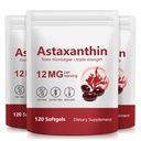 ITSDAWN 3 Pack Astaxanthin 12mg, Antioxidant Supplements for Eye, Skin, Immune Support, Natural Microalgae Source, 4 Month Supply, 360 Softgels