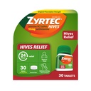 Zyrtec 24 horas Hives Relief Tablets, 10 mg Cetirizine HCl Tablets to Help Reduce Hives " Reduce Itching Due to Hives, Antihistamine Tablets for Itch Relief " Treatment of Urticaria, 30 cts