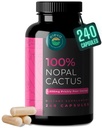 Cáctus de Nopal Capsules 1500mg- Orgánica Sol-Cáctus de Pear Cáctus Fruta Polvo &amp; Pepper Negro Extracto para Absorción- Prickly Pear Super Suplemento- Fibra, Vitaminas y Minerales 240 Cápsulas