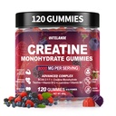Creatina Monohydrate Gummies 8000 mg para Hombres &amp; Mujeres, Suplemento Creatina para el Crecimiento del Musculo Mejorado, Energía Boost - con L-Taurina, Sugar Gratis, Vegan, Raspberry BlackBerry Blueberry Flavor-120 Con