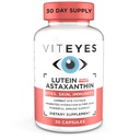 Viteyes Lutein &amp; Astaxanthin – Aliviar fatiga ocular, Hidrata &amp; Esquía firme, Protección de la luz azul, Apoyo a la inmune, 20 mg Lutein, 4 mg Astaxanthin, Vitaminas oculares, Doctor Trusted Brand, 30 cápsulas