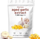 Aged Garlic Extract-300 Count 7500mg Odorless Organic Garlic Capsules Supplement for Heart & Immune Support – Vegetarian, Non-GMO, All-Natural Softgels, 2-Year Matured for Antioxidant Wellness