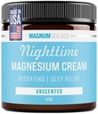 Magnum Solace Magnesium Lotion – Hidrating Nighttime Cream Apply to Legs, Arms or Chest - Topical Chloride USA Made and Safe for Kids (Unscented)