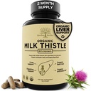 USDA Organic Milk Thistle Liver Detox Supplement 80% Silymarin, 250 mg with Beet Root & Artichoke Extract for Liver Support " Digestion, Made in USA, 120 Capsules (2 Month Supply)