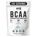 BCAA Powder 2:1:1, Unflavored Branched Chain Amino Amino Acids for Hombres and Women Pure BCAA Energy Powder for Mixing in Drinks " Shakes Non-GMO No-Additives, 105 Servings, 1.4 lb (630g)