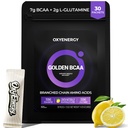 OxyEnergy BCAA 2:1 pólvora, 7g BCAAs y 2g L-Glutamina, Taurina para la recuperación del músculo, mayor resistencia, perfectos aminoácidos para la recuperación del entrenamiento previo, libre de azúcar, limón, 30 Stick Pack