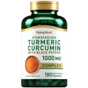 Piping Rock Turmeric Curcumin with Black Pepper Extract Ø 180 Capsules  Complejo Herb Suplemento Silencio Non-GMO, Gluten Free