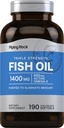 Piping Rock Fish Oil Omega 3 Suplemento Silencio 1400 mg Silencio 190 Softgels Silencio para Mujeres y Hombres Silencio Triple Fuerza Silencioso con EPA &amp; DHA ← No GMO &amp; Gluten Free