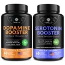 TWINLEAF Serotonin & Dopamine Support Bundle - 5HTP, Vitamin B6, B12, GABA, L-Tyrosine & L-Theanine for Mood & Mental Well-Being - 60 Capsules Each - Made in USA