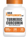 BulkSupplements.com Tormeric Extract Capsules - Suplemento Turmeric, Curcumin Turmeric Suplemento 1000mg - Gluten Free, 240 Veg Capsules (Pack of 1)