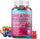 Cretina Monohydrate 8000mg Gummies con BCAA, L-Carnitina, Taurina & Vitamina B12 - Pre Workout Suplemento para el Crecimiento del Musculo, Fuerza de Energía, Gummes Multi-Flavor Chewable, 90 Cuenta para Hombres y Mujeres