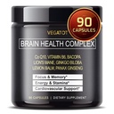 VEGATOT Brain Booster Brain Health Complex Suplemento concentrado con CoQ-10 VIT B6 Lion's Mane Ginkgo Biloba Lemon Balm Ginseng - Focus Memory Energy