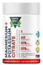 Citrato de magnesio + potasio 60 cápsulas Veganas Premium(Citar 375 mg) + (375 mg de potasio) No GMO, Gluten Gratis - Suplemento de alta absorción Hecho en EE.UU.