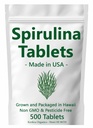 Spirulina Tablets - Made in USA - 500 Tablets - Grown in Hawaii - Non GMO & Pesticide Free