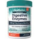 NewRhythm Digestive Enzymes 490 mg, con Probiotics & Prebiotic, Plant Based, 7 Key Enzymes, Digestion, Nutrient Absorption, Protease Amylase & Lipase, 120 Vegan Capsules