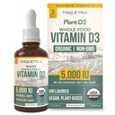 Planta-D3 Vitamina Orgánica D3 5000 UI - Vegan, Max Strength Sublingual Liquid D3 Drops - 200% Absorción Superior - 100% Forma de Cholecalciferol de base vegetal - Dosificación ajustable para todas las edades (1oz Liquid)
