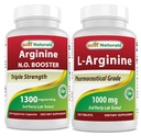 Mejores Naturales L-Arginina NO Booster 1300 mg &amp; L-Arginina 1000 mg