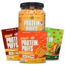 Twin Peaks Low Carb, Keto Friendly Protein Puffs, Ajo Parmesan (300g, 21g Protein, 2g Carbs) + Twin Peaks Ingredientes Low Carb, Keto Friendly Protein Puffs, (Variety Pack, 2.1 Ounce), 2 Servings,